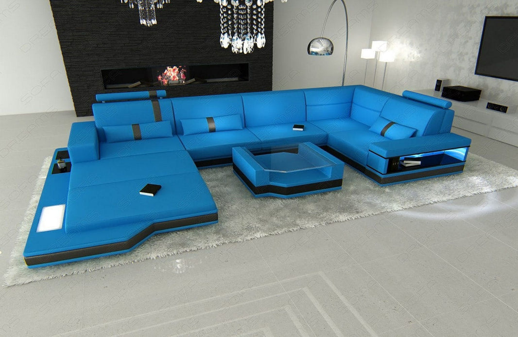 Mini Sofa Messana U-Form in Leder