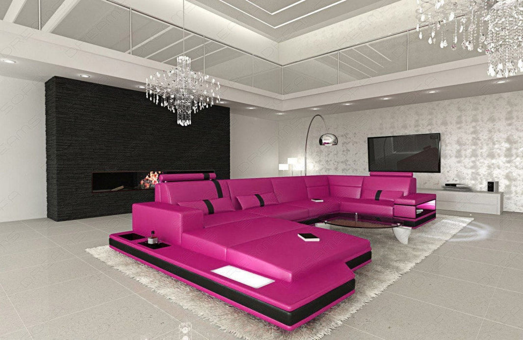 Mini Sofa Messana U-Form in Leder