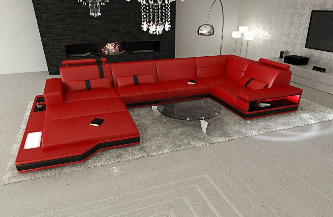 Mini Sofa Messana U-Form in Leder