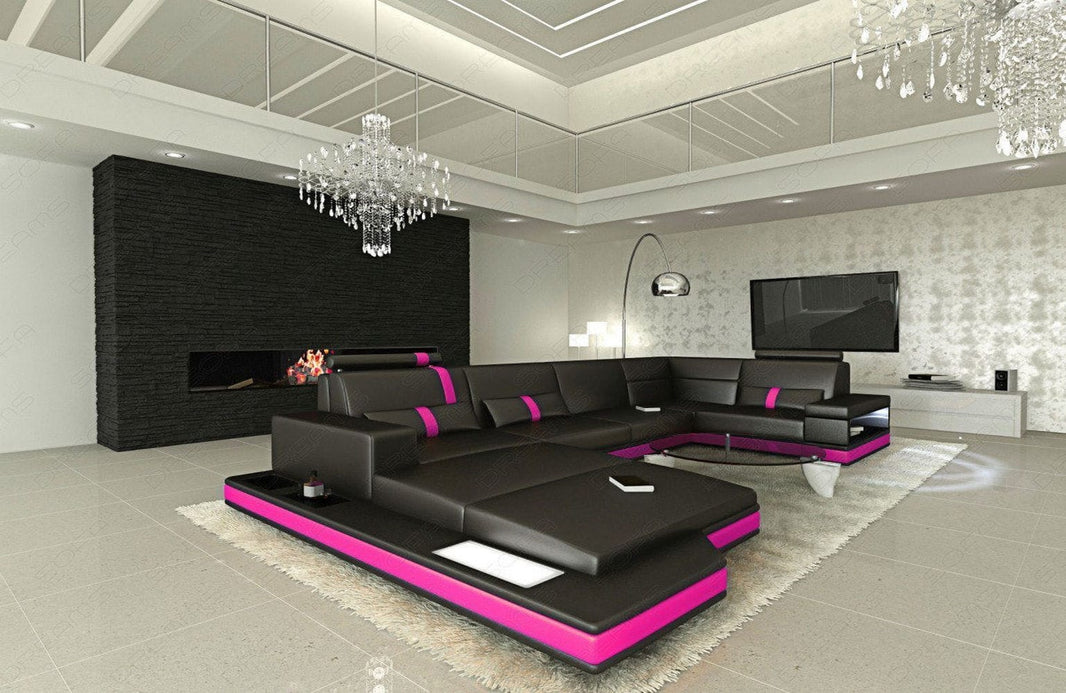 Mini Sofa Messana U-Form in Leder