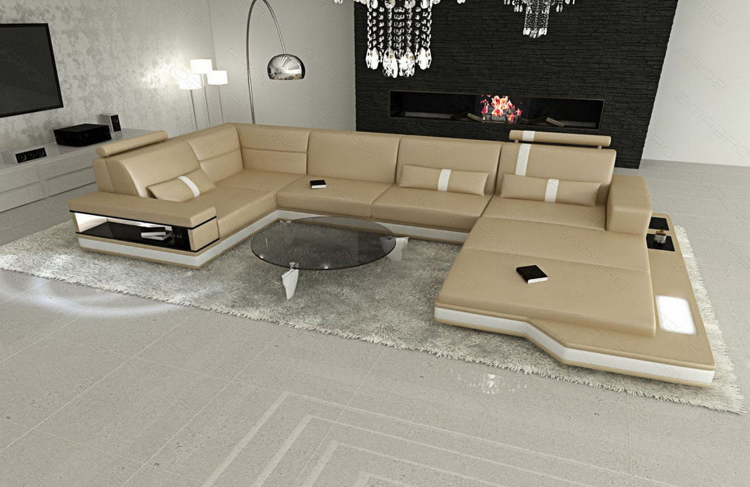 Sofa Messana U-Form in Leder