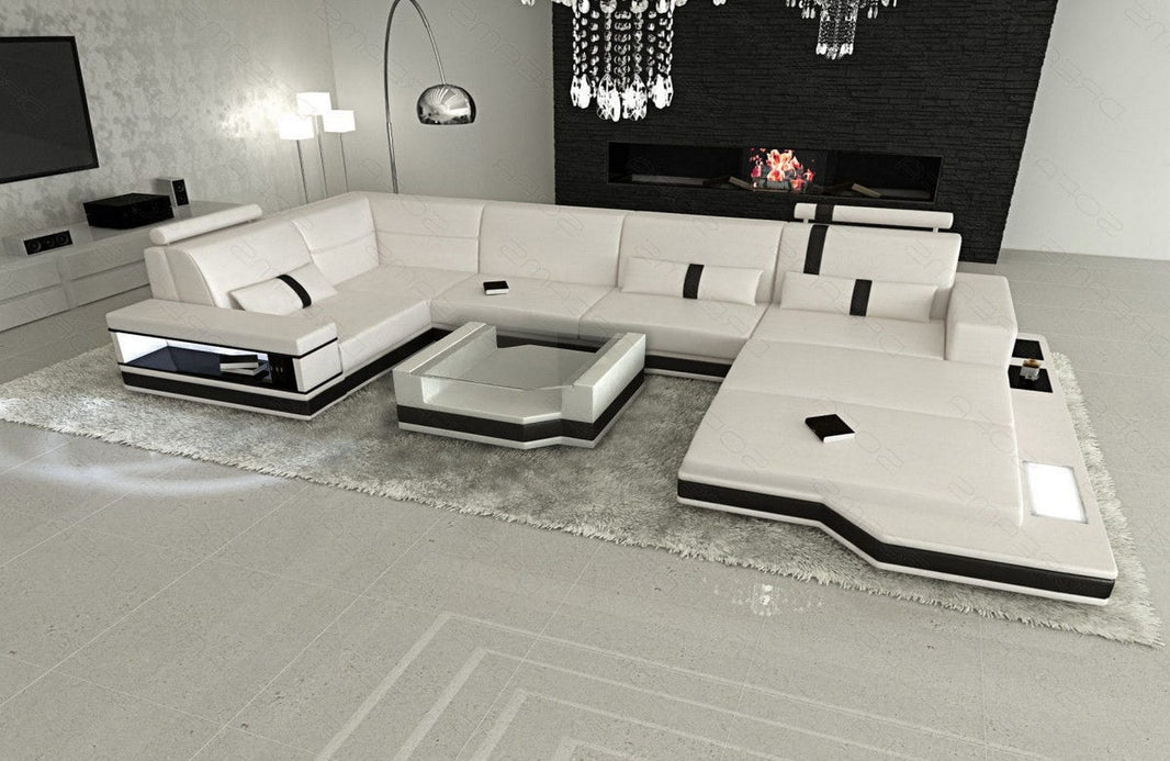 Sofa Messana U-Form in Leder