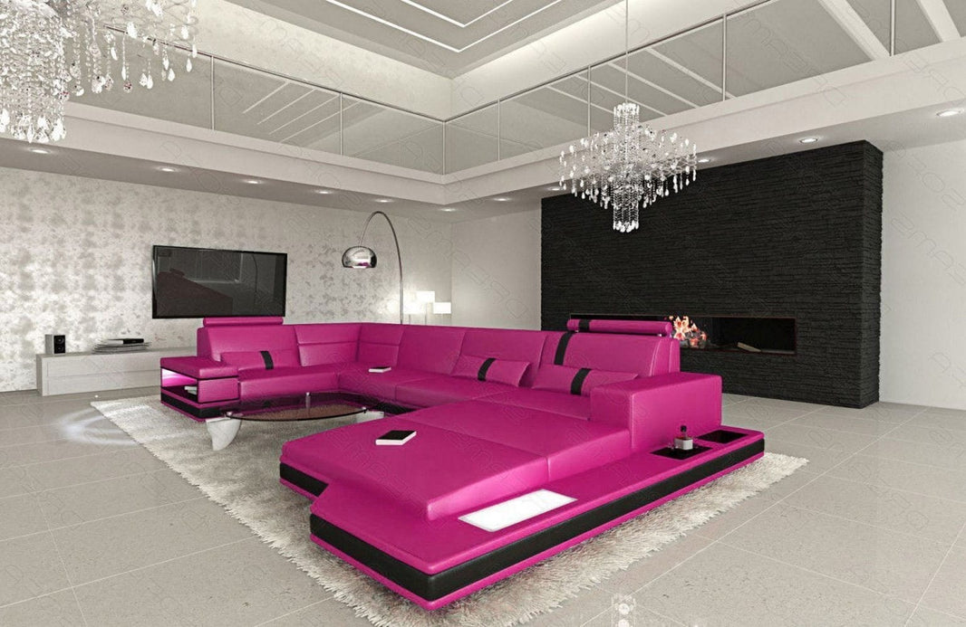 Sofa Messana U-Form in Leder