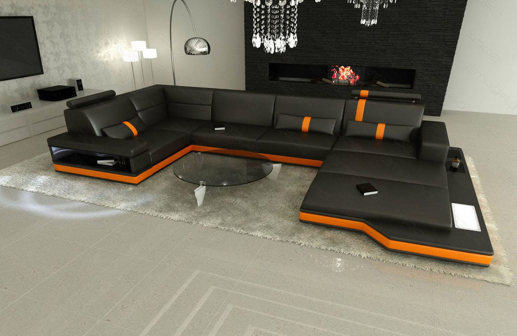 Sofa Messana U-Form in Leder