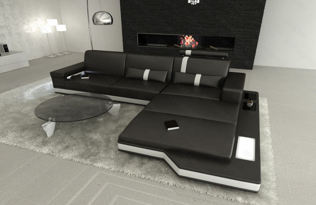Mini Ecksofa Messana L-Form aus Leder