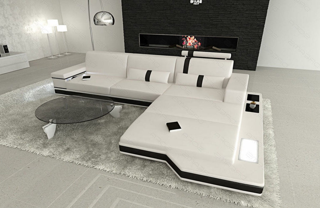 Couch Messana L-Form in Leder