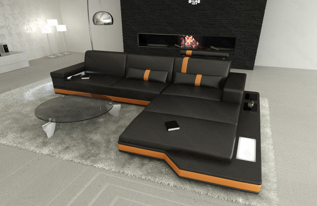 Couch Messana L-Form in Leder