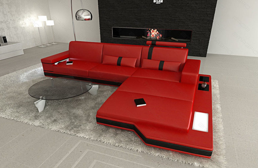 Couch Messana L-Form in Leder