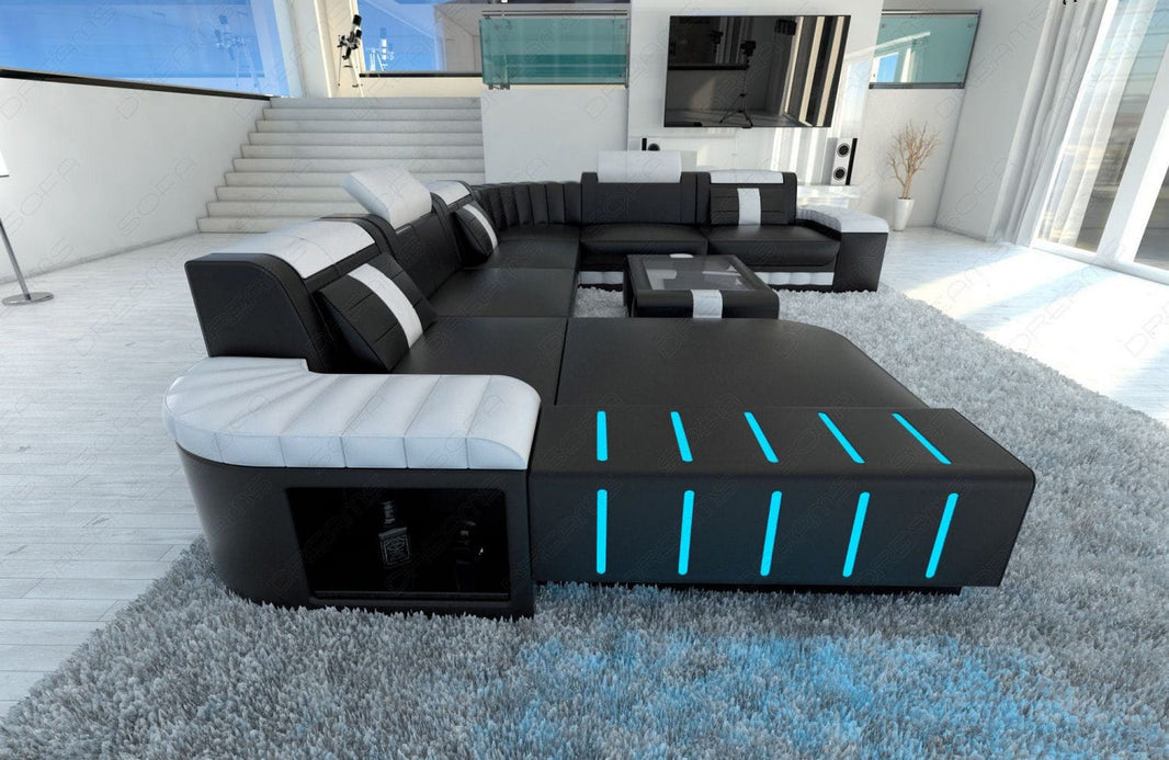 Mini XXL Wohnlandschaft Bellagio U-Form in Leder