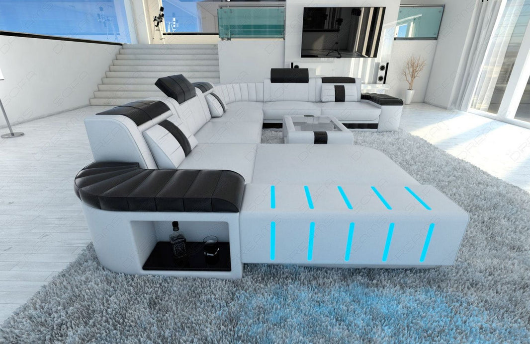 Mini XXL Wohnlandschaft Bellagio U-Form in Leder
