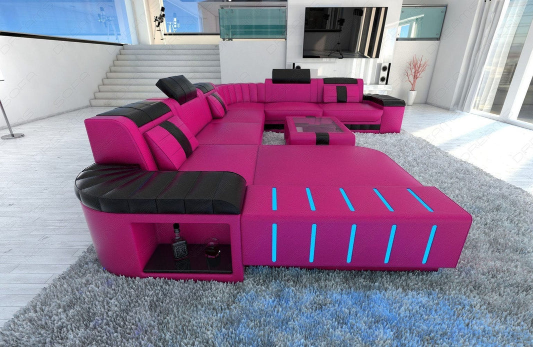 Mini XXL Wohnlandschaft Bellagio U-Form in Leder