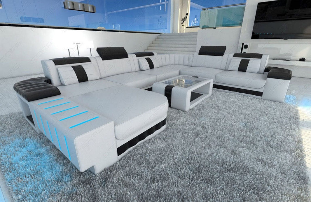 XXL Wohnlandschaft Bellagio U-Form aus Leder