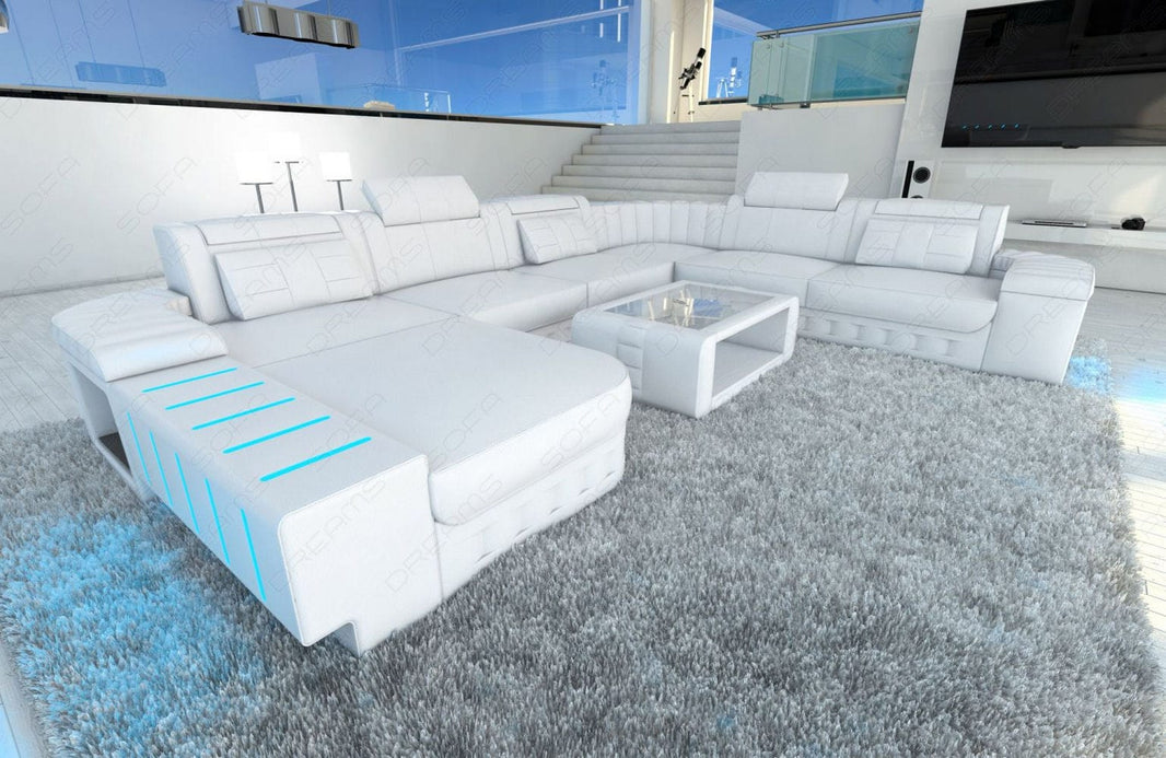XXL Wohnlandschaft Bellagio U-Form aus Leder