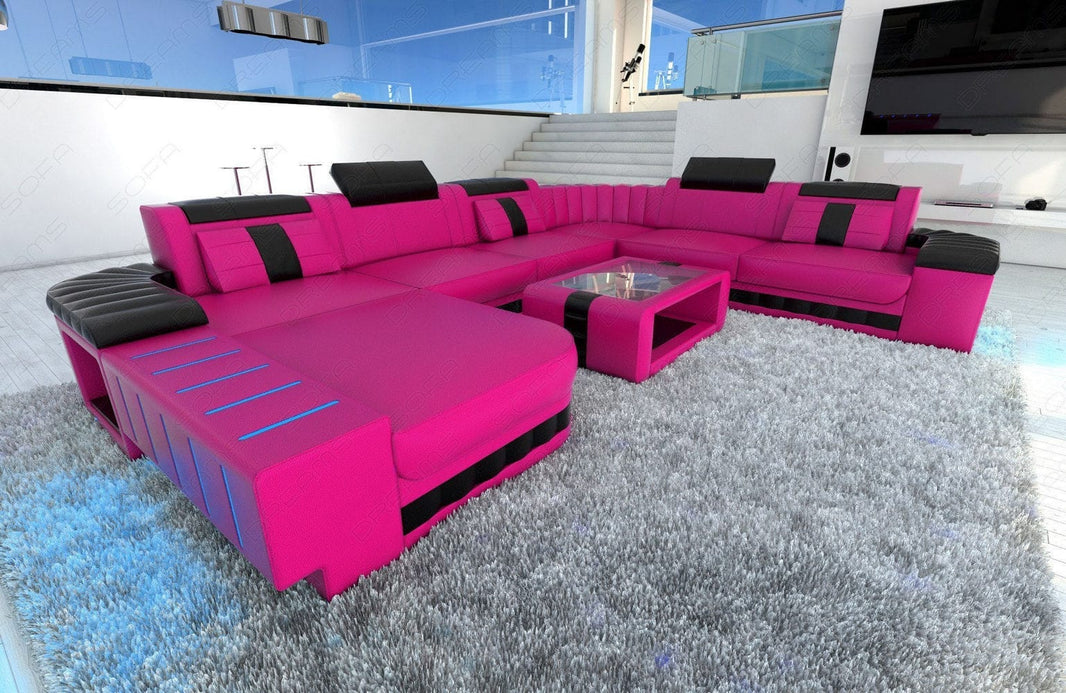 XXL Wohnlandschaft Bellagio U-Form aus Leder