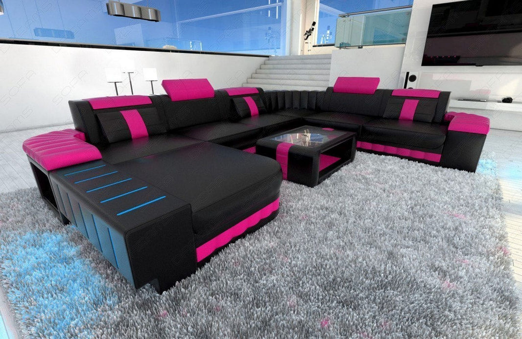 XXL Wohnlandschaft Bellagio U-Form aus Leder