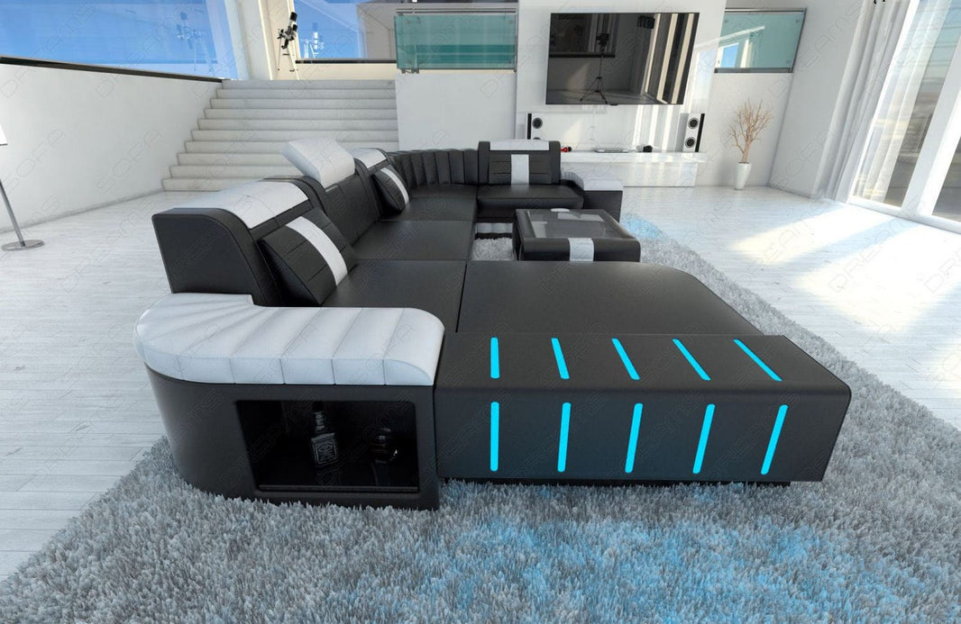 Mini Wohnlandschaft Bellagio U-Form in Leder