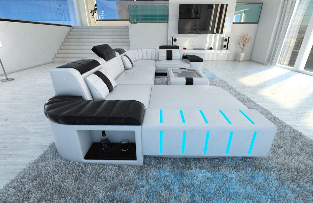 Mini Wohnlandschaft Bellagio U-Form in Leder