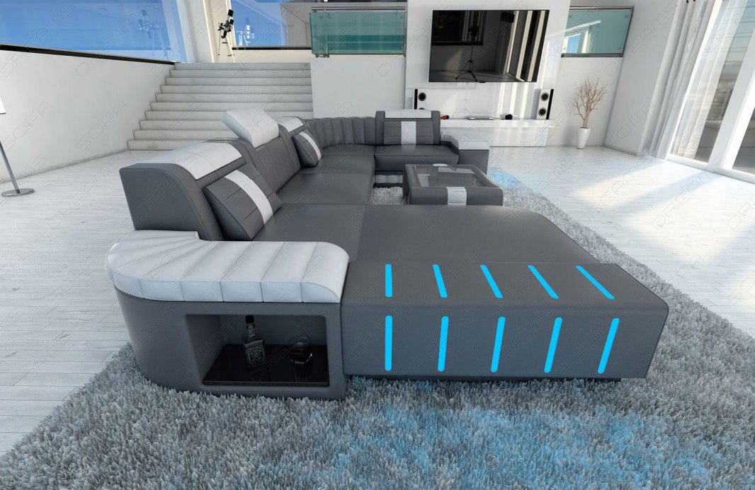 Mini Wohnlandschaft Bellagio U-Form in Leder