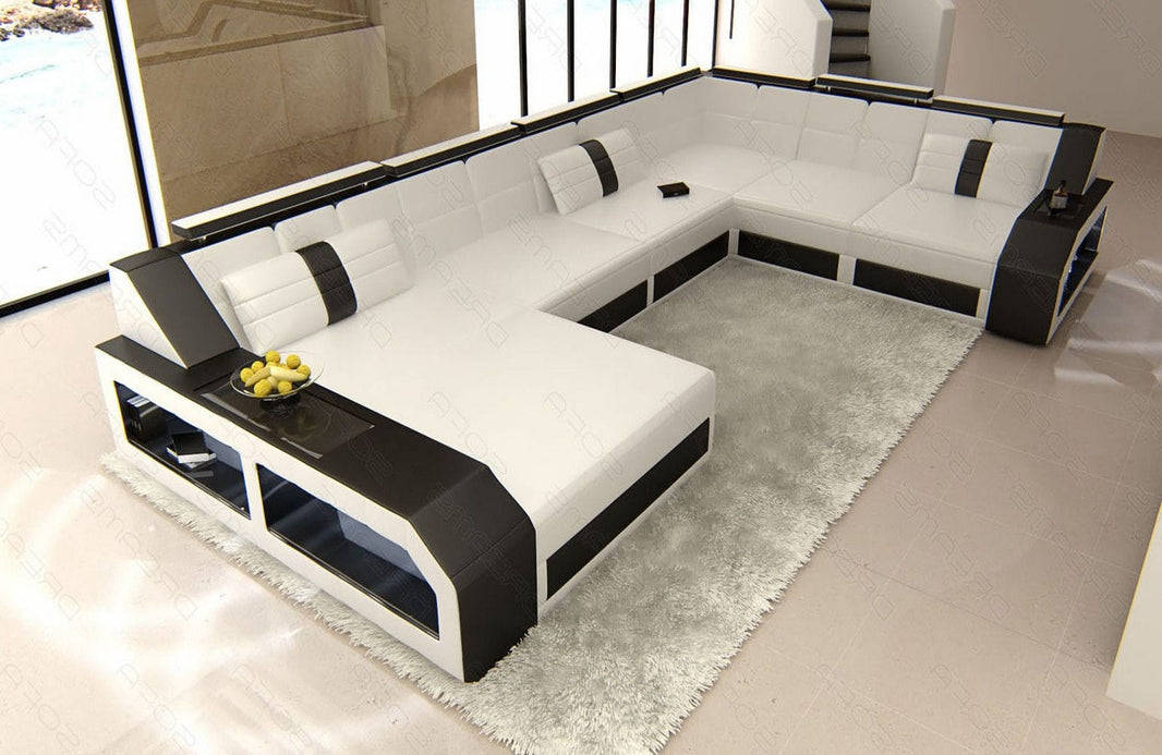 Mini XXL Wohnlandschaft Matera U-Form in Leder