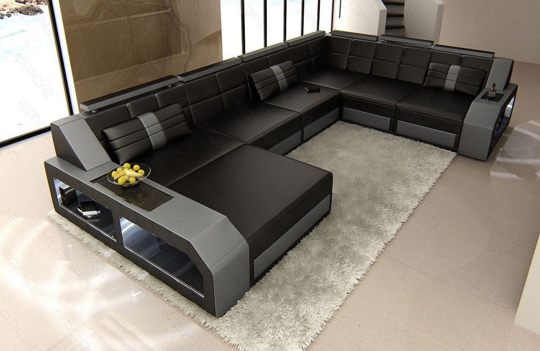 Mini XXL Wohnlandschaft Matera U-Form in Leder