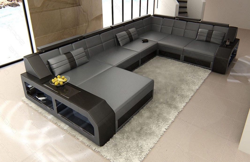 Mini XXL Wohnlandschaft Matera U-Form in Leder