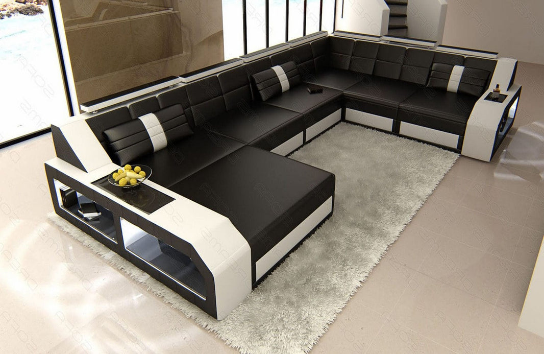 XXL Wohnlandschaft Matera U-Form aus Leder