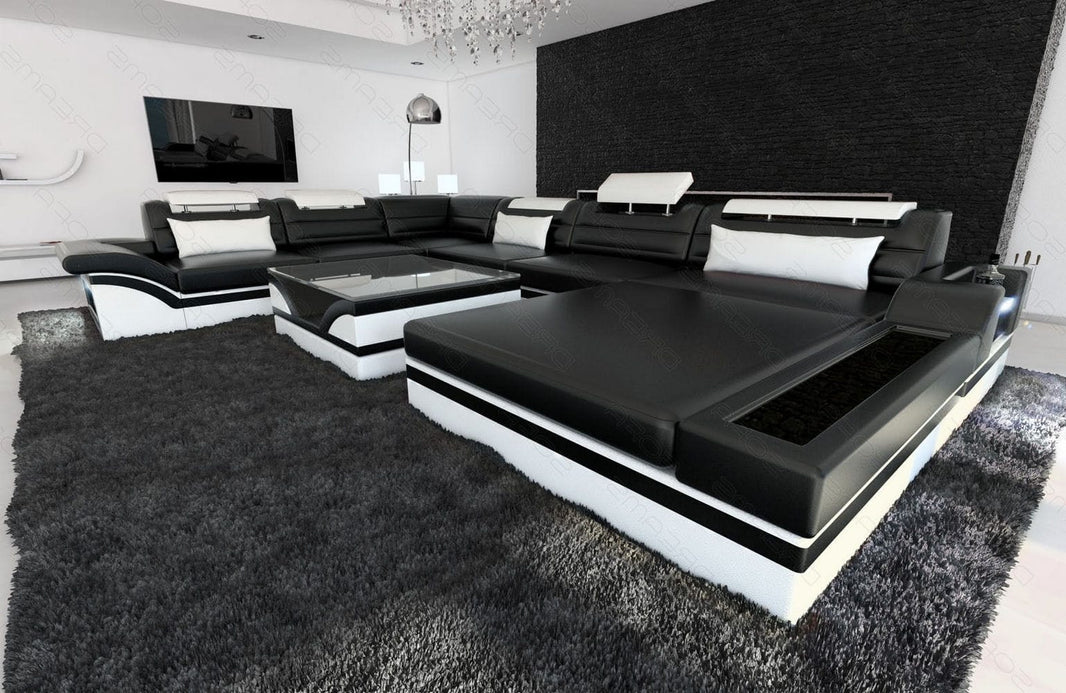 Mini XXL Wohnlandschaft Mezzo U-Form aus Leder