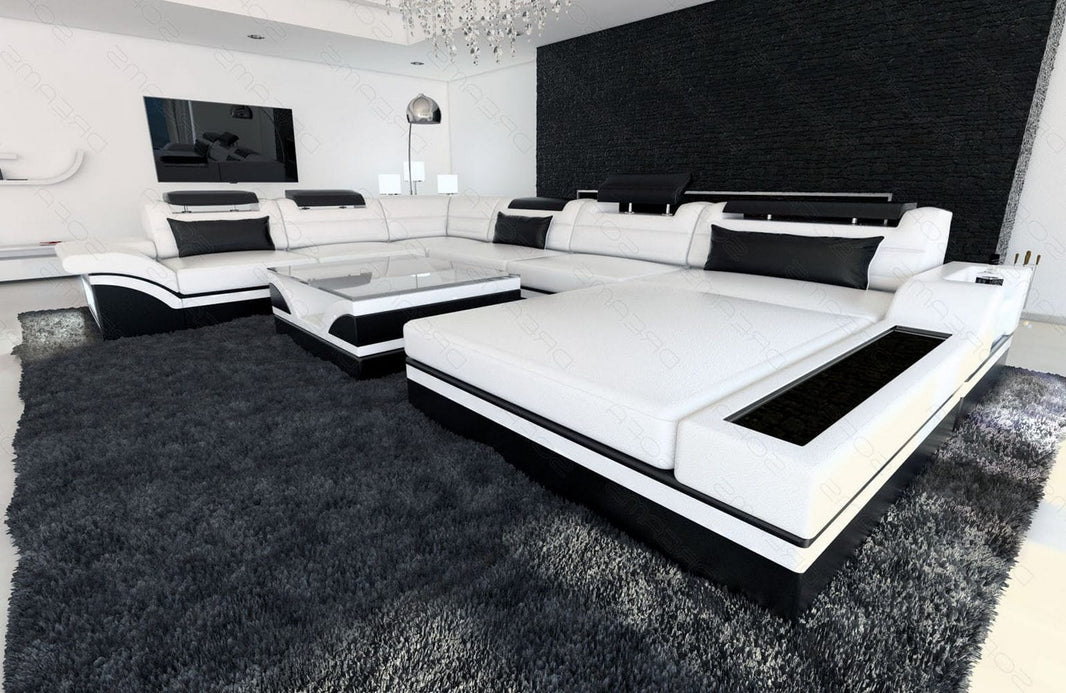 Mini XXL Wohnlandschaft Mezzo U-Form aus Leder