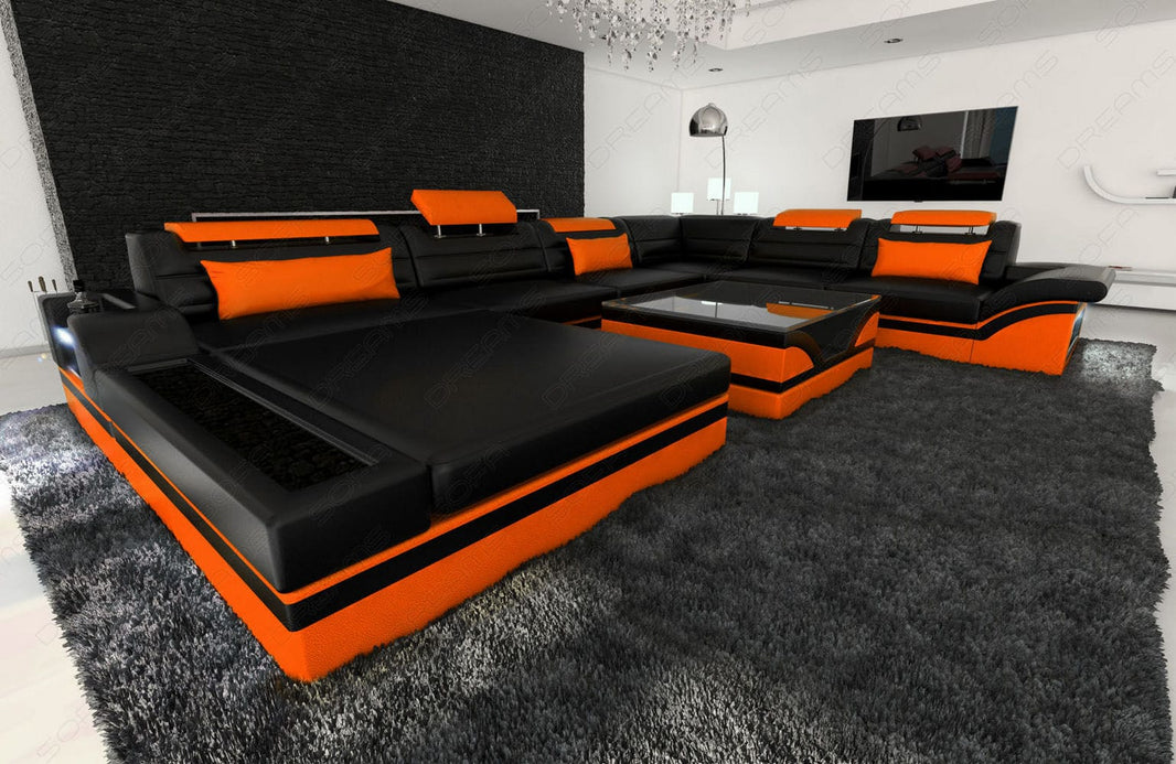 XXL Wohnlandschaft Mezzo U-Form in Leder