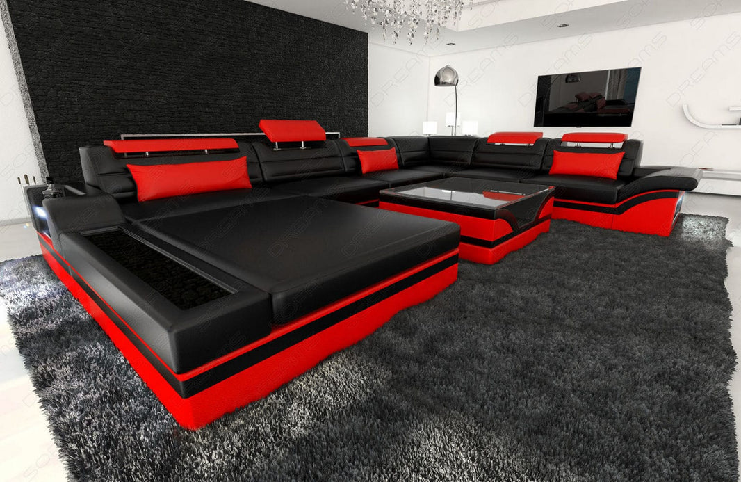 XXL Wohnlandschaft Mezzo U-Form in Leder