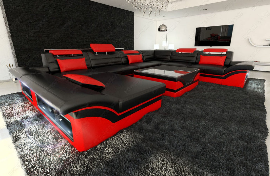 Wohnlandschaft Enzo XXL U-Form in Leder