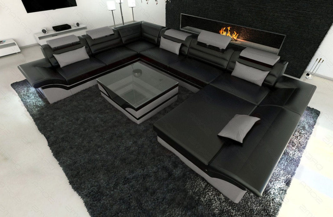 Wohnlandschaft Enzo XXL U-Form in Leder