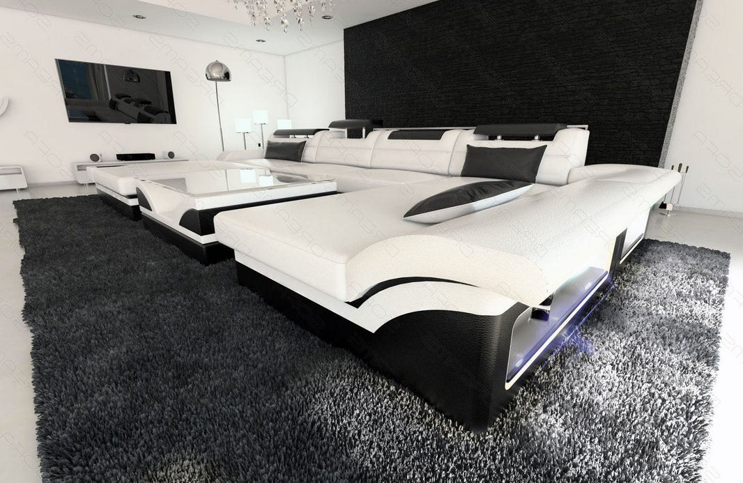 Wohnlandschaft Monza U-Form in Leder