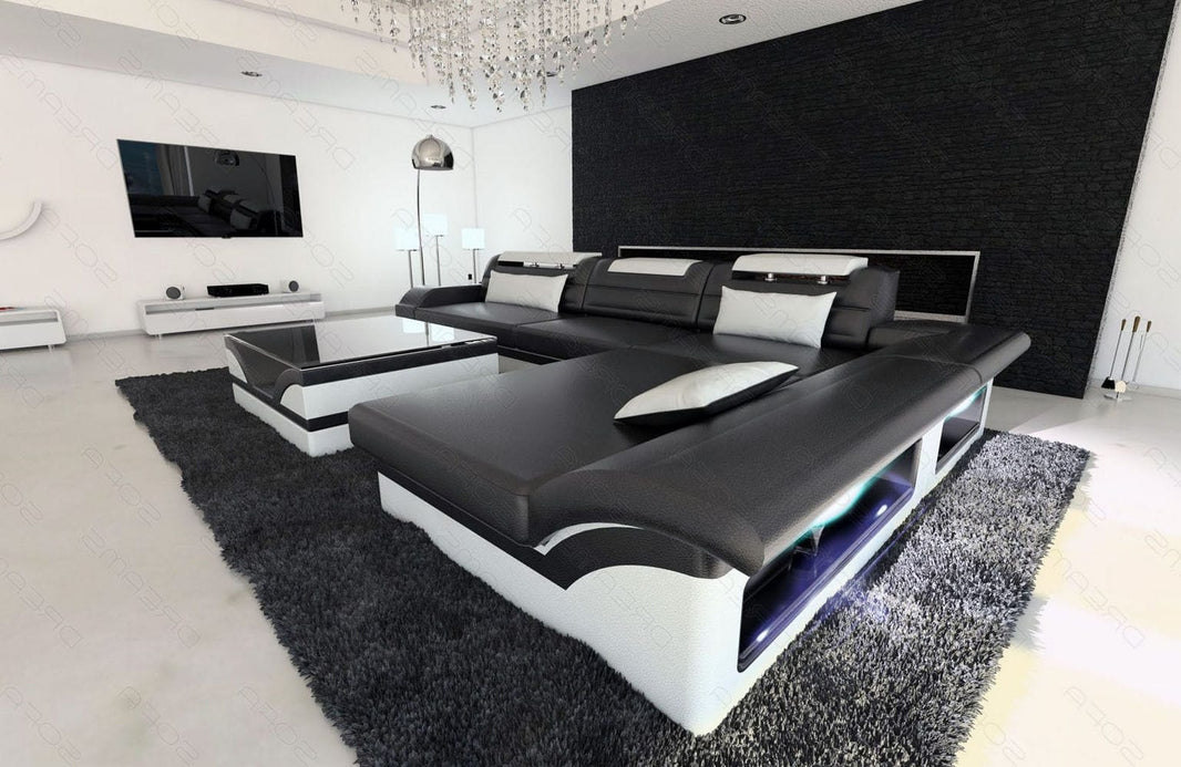 Mini Couch Monza Eleganz L-Form in Leder