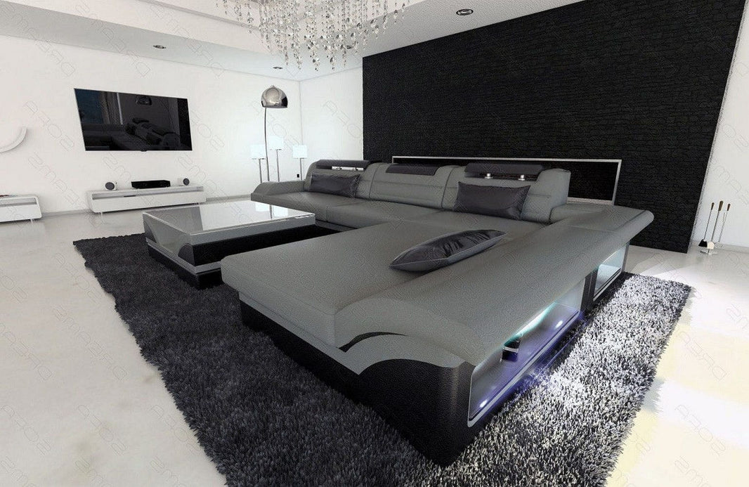 Mini Couch Monza Eleganz L-Form in Leder