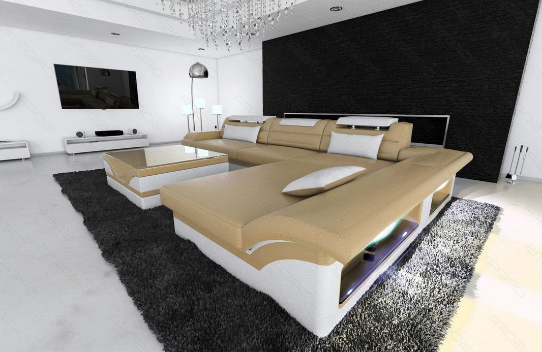 Mini Couch Monza Eleganz L-Form in Leder