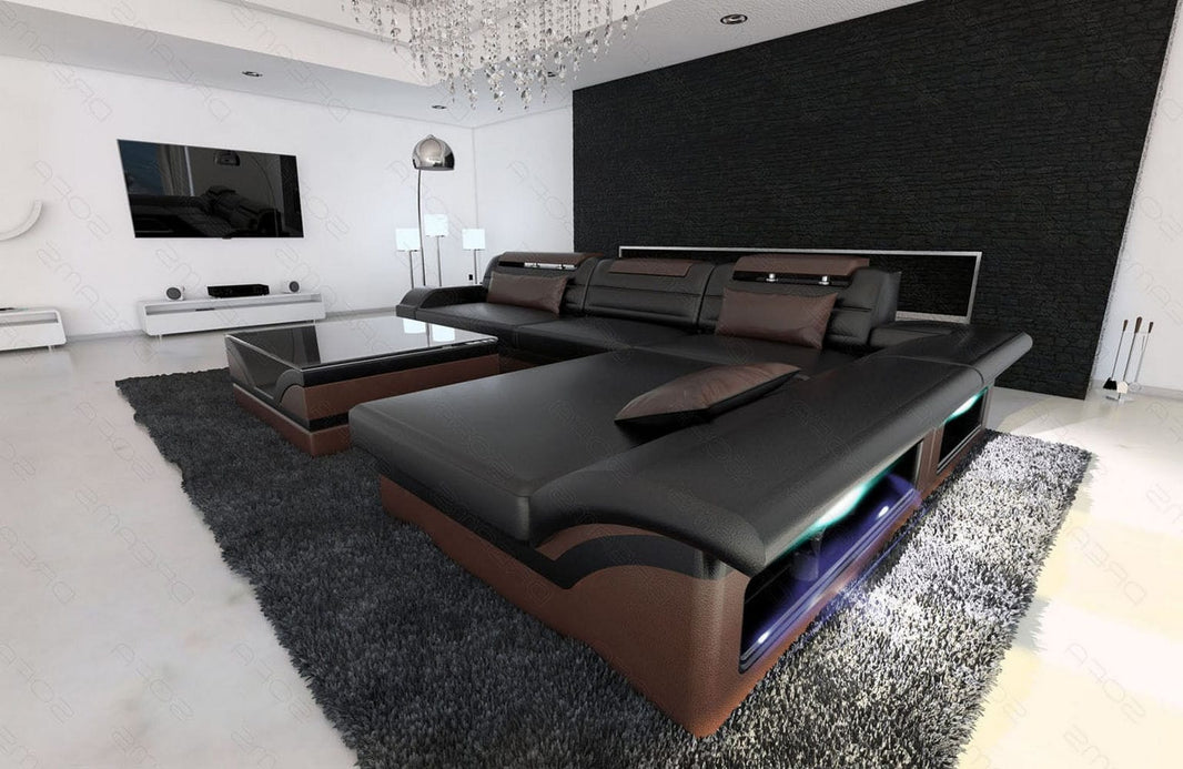 Mini Couch Monza Eleganz L-Form in Leder