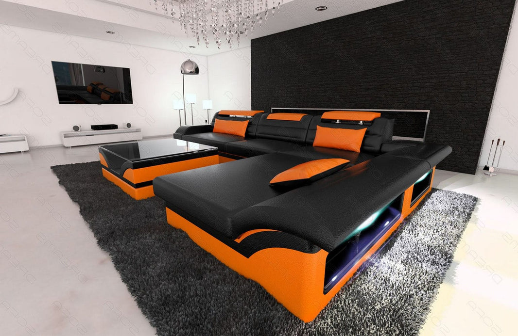 Mini Couch Monza Eleganz L-Form in Leder