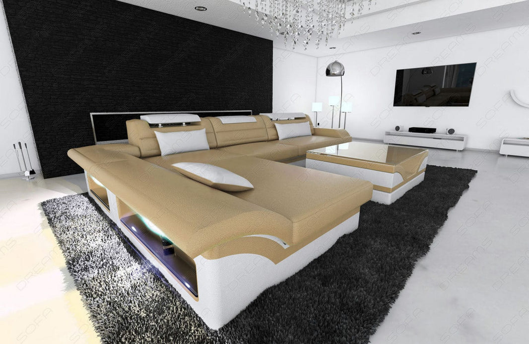 Couch Monza L-Form in Leder