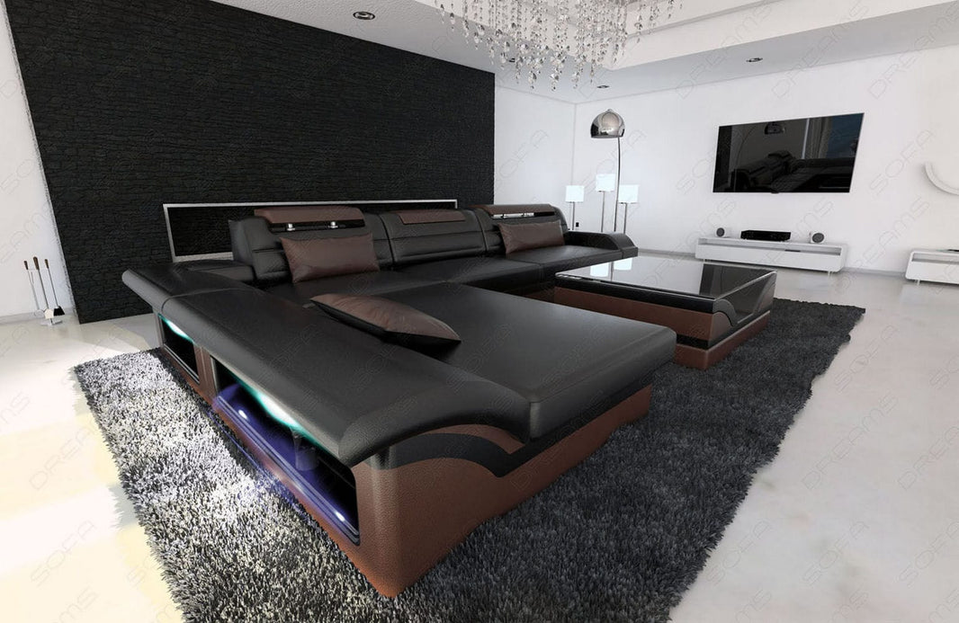 Couch Monza L-Form in Leder
