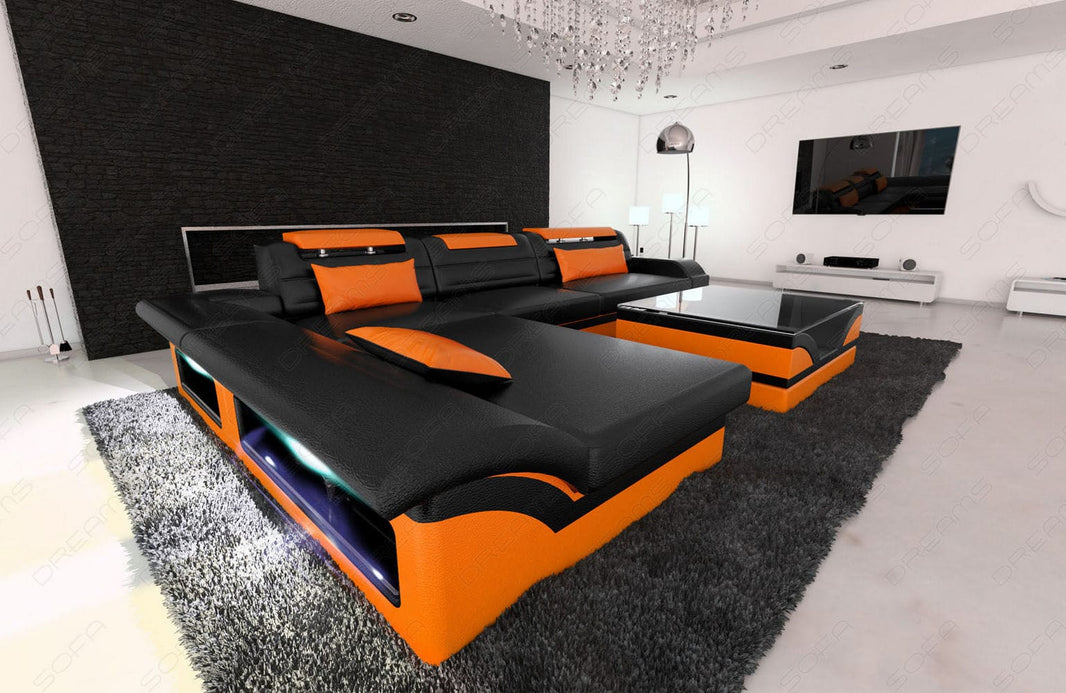 Couch Monza L-Form in Leder