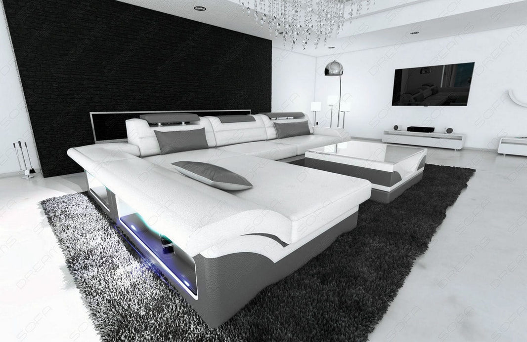 Couch Monza L-Form in Leder