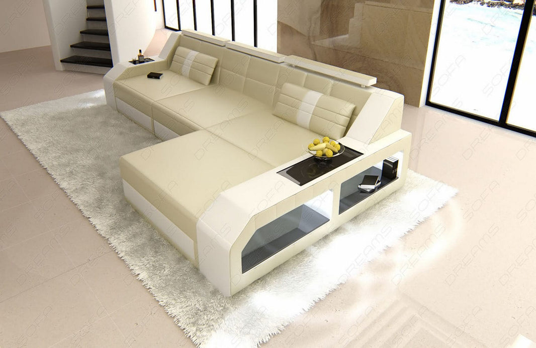 Couch Arezzo L-Form in Leder