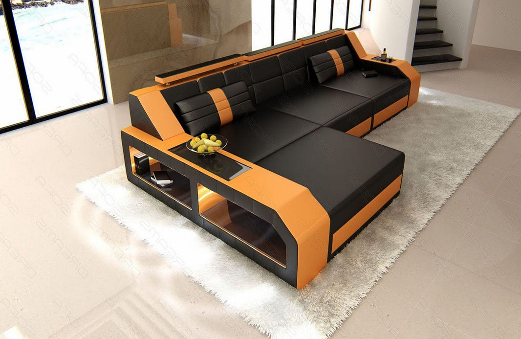 Couch Arezzo L-Form in Leder