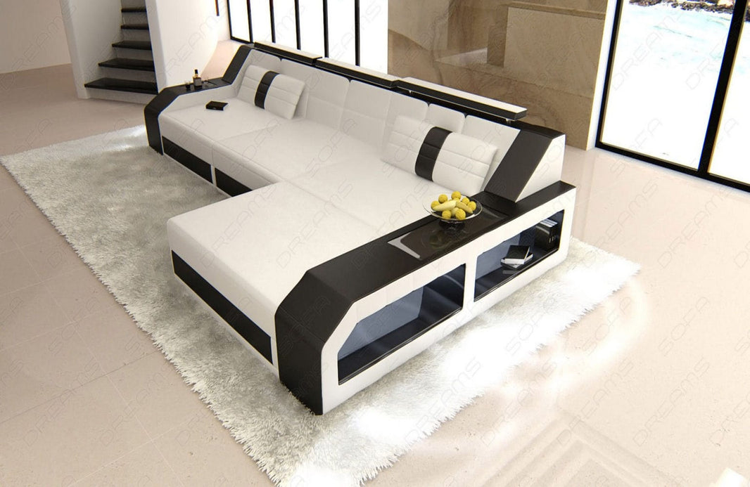 Couch Arezzo L-Form in Leder