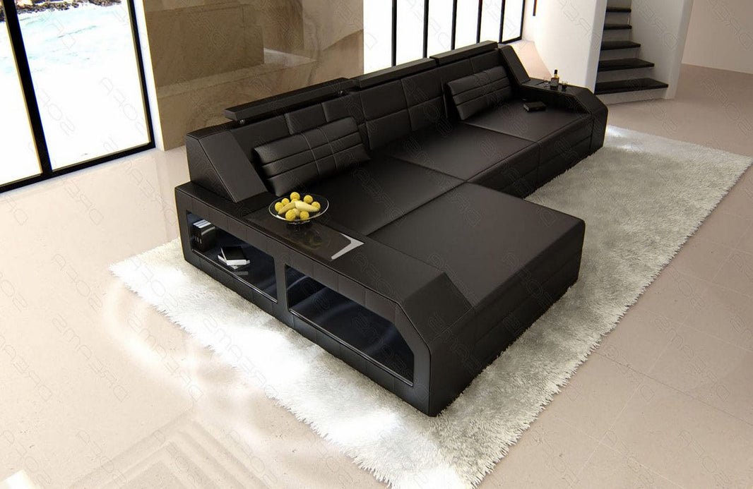 Couch Arezzo L-Form in Leder