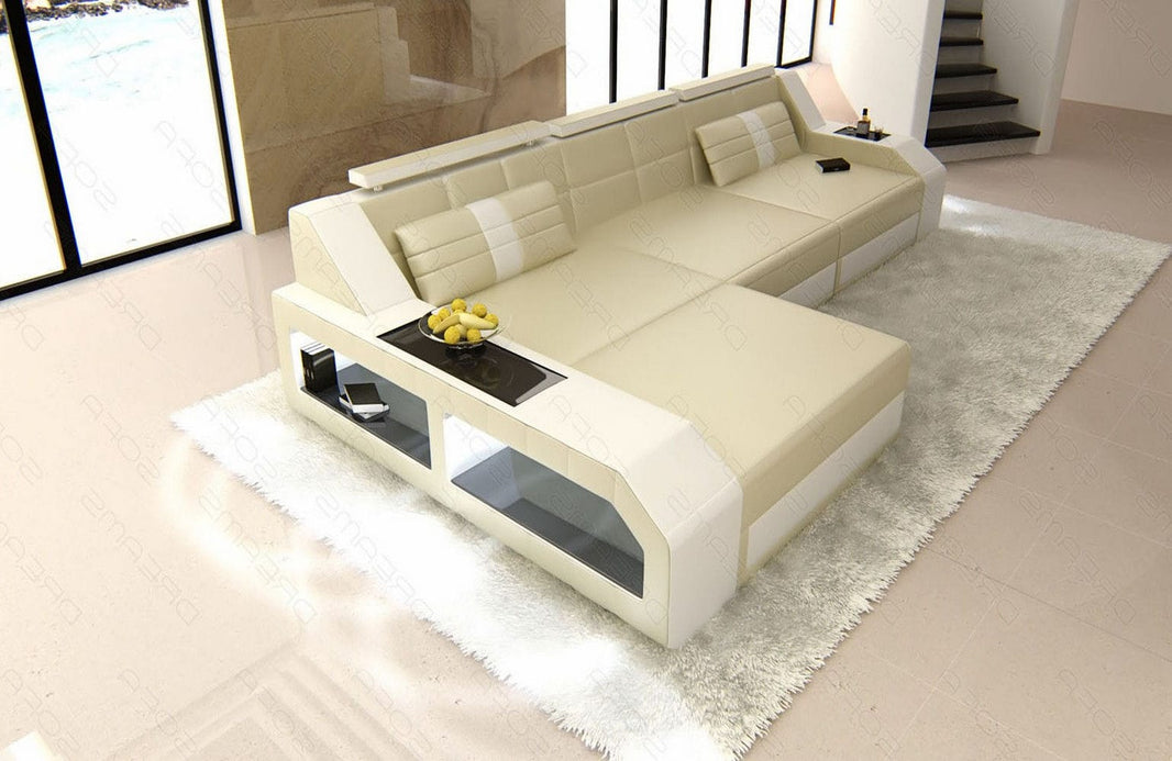 Couch Arezzo L-Form in Leder