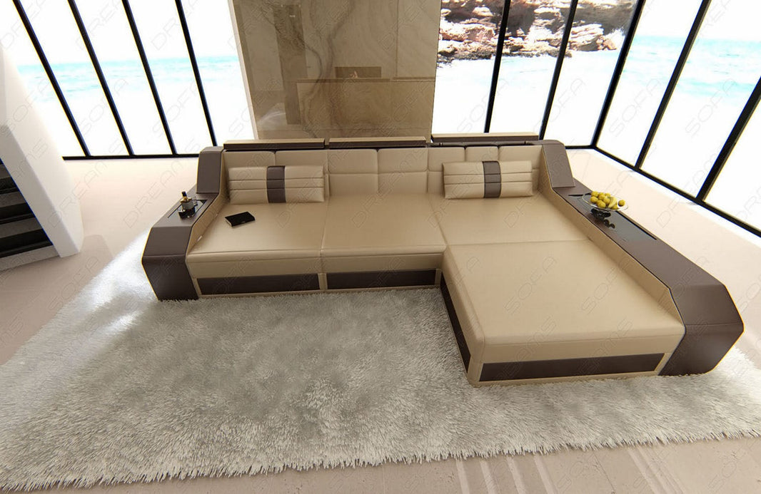 Couch Arezzo L-Form in Leder