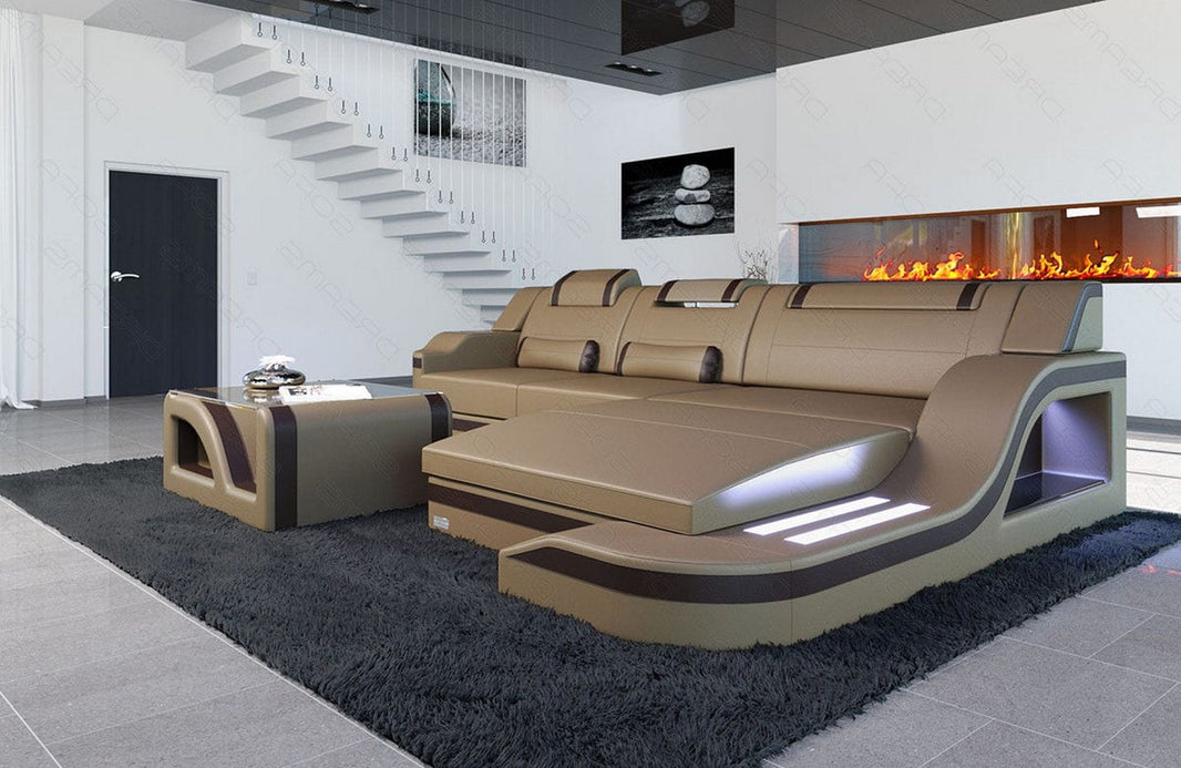 Mini Ecksofa Palermo L-Form aus Leder
