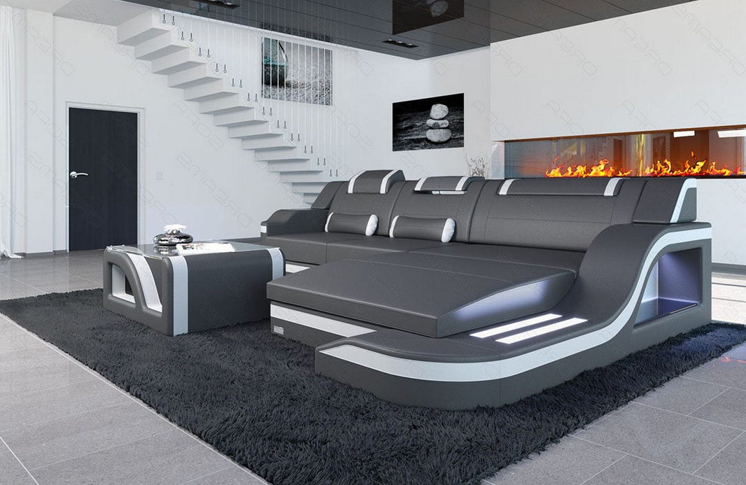 Mini Ecksofa Palermo L-Form aus Leder